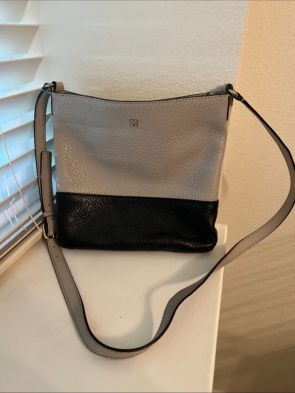 kate spade Two-Tone Gray and Black Pebbled Leather Crossbody